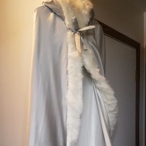 Custom made satin full length cape with hood.